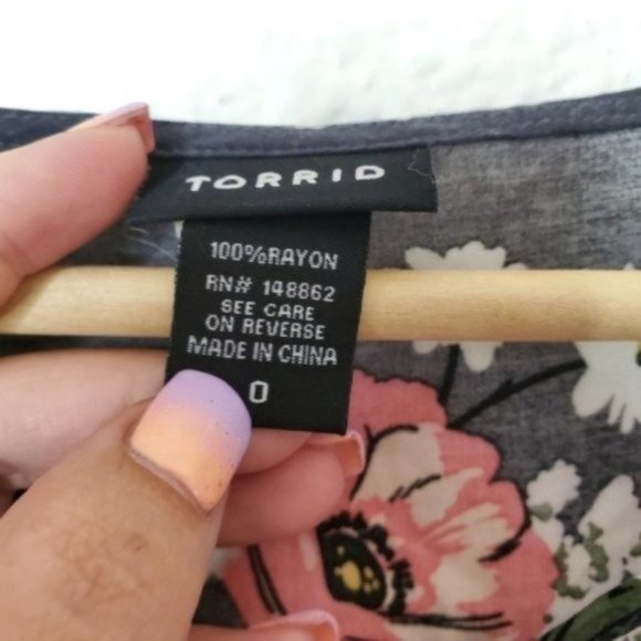 Torrid Floral Print Challis Cross Front Blouse - Picture 6 of 8